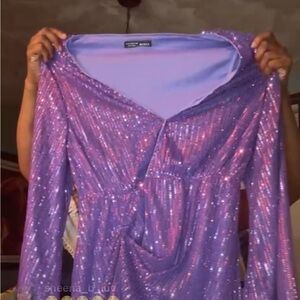 SHEIN Shimmering Purple Sequin Dress